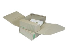 Archivní krabice je opatřena kvalitním zeleným tiskem umožňující 3 varianty uložení. Konstrukční řešení krabice umožňuje rychlý přístup k uloženým dokumentům, usnadňuje třídění a orientaci v dokumentech.